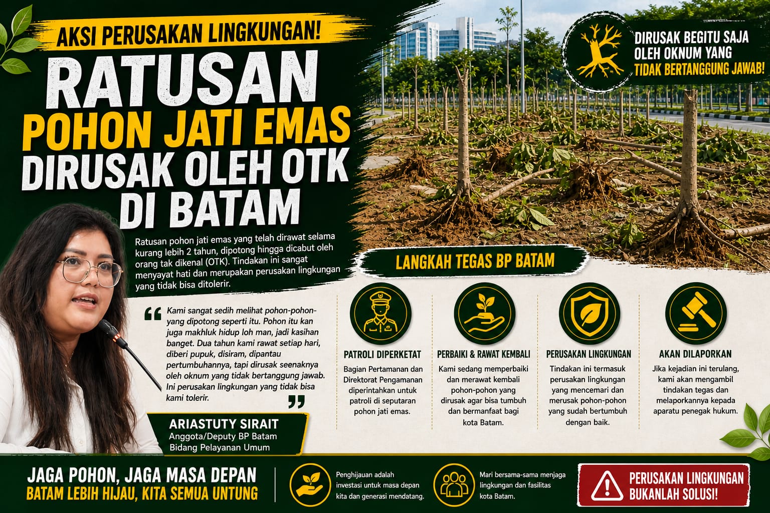 Nb: Foto Pohon Rusak dalam desain grafis adalah ilustrasi dan hasil AI